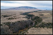 Aerial view of Rio San Antonio and San Antonio Mountain. Rio Grande Del Norte National Monument, New Mexico, USA ( color)