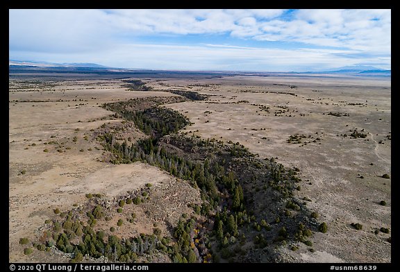 Aerial view of Rio San Antonio Gorge. Rio Grande Del Norte National Monument, New Mexico, USA (color)
