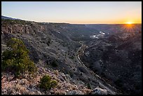 Sun setting over Orilla Verde from Taos Valley Overlook. Rio Grande Del Norte National Monument, New Mexico, USA ( color)