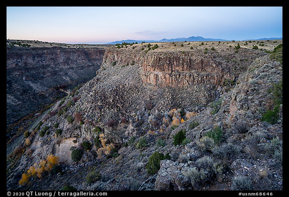Gorge of Rio Pueblo de Taos from Taos Valley Overlook. Rio Grande Del Norte National Monument, New Mexico, USA (color)