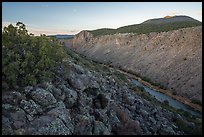 Rio Grande Gorge and Cerro Chiflo at dawn from Sheep Crossing. Rio Grande Del Norte National Monument, New Mexico, USA ( color)