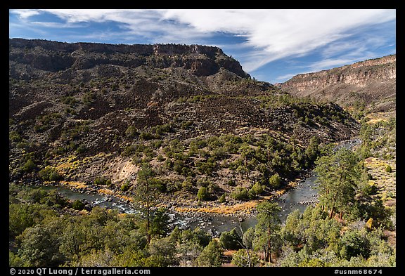 Rio Grande River and cliffs, Big Arsenic. Rio Grande Del Norte National Monument, New Mexico, USA (color)