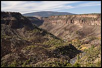 Gorge, cliffs, and shield volcano. Rio Grande Del Norte National Monument, New Mexico, USA ( color)