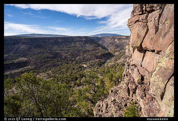 Cliff, Gorge at Big Arsenic, and Ute Mountain. Rio Grande Del Norte National Monument, New Mexico, USA (color)