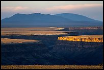 Gorge and Taos Valley before sunset. Rio Grande Del Norte National Monument, New Mexico, USA ( color)