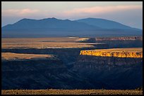 Gorge and Taos Valley before sunset. Rio Grande Del Norte National Monument, New Mexico, USA ( color)