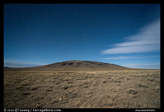 San Antonio Mountain by moonlight. Rio Grande Del Norte National Monument, New Mexico, USA (color)