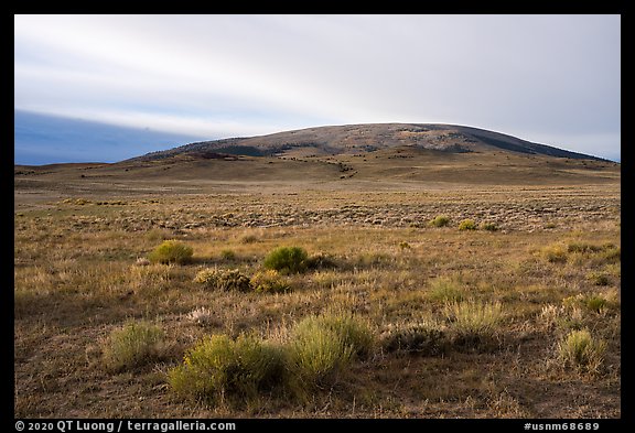 San Antonio Mountain rising above Pinabetal Mesa. Rio Grande Del Norte National Monument, New Mexico, USA (color)