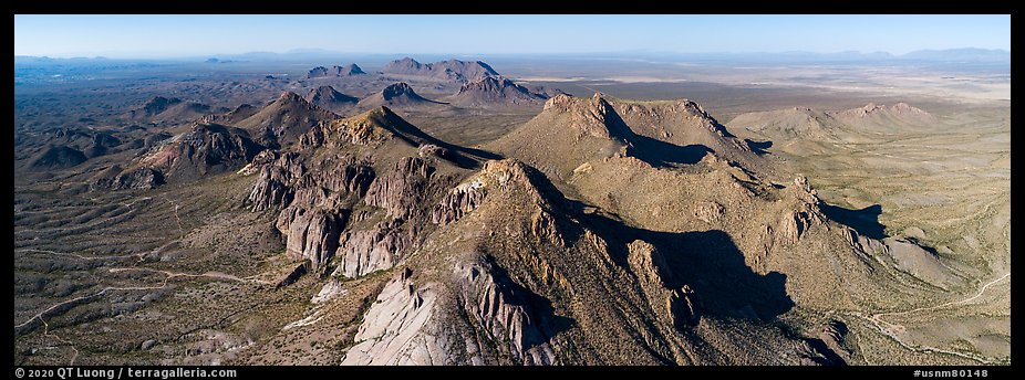 Dona Ana Mountains with monzonite porphyry peaks. Organ Mountains Desert Peaks National Monument, New Mexico, USA (color)