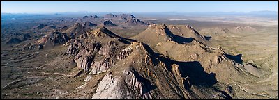 Dona Ana Mountains with monzonite porphyry peaks. Organ Mountains Desert Peaks National Monument, New Mexico, USA (Panoramic color)