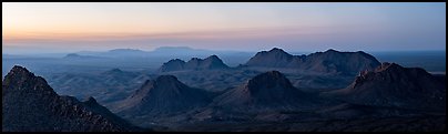 Cluster of desert peaks, Dona Ana Mountains. Organ Mountains Desert Peaks National Monument, New Mexico, USA (Panoramic color)