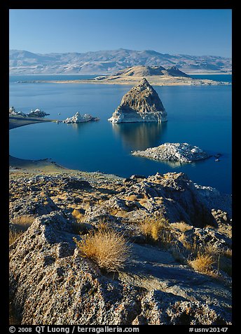 Pyramid and Pyramid Lake. USA (color)