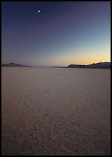 Playa and moon, sunset, Black Rock Desert. Nevada, USA