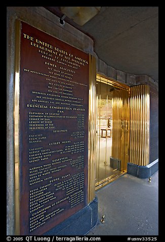 Art Deco style commemorative plate and doors. Hoover Dam, Nevada and Arizona