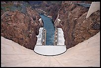 View from above of wall and power plant. Hoover Dam, Nevada and Arizona (color)