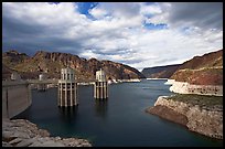 Reservoir and intake towers. Hoover Dam, Nevada and Arizona