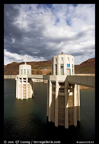 Intake towers. Hoover Dam, Nevada and Arizona (color)