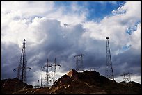 High-voltate transmission lines and clouds. Hoover Dam, Nevada and Arizona