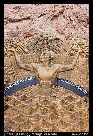 Memorial in Art Deco style to accident victims during the construction. Hoover Dam, Nevada and Arizona (color)
