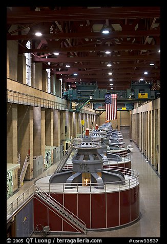 Generators in the power plant. Hoover Dam, Nevada and Arizona (color)