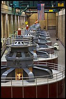 Row of electrical generators. Hoover Dam, Nevada and Arizona (color)