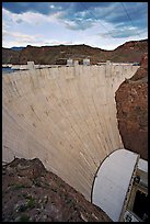 Profile view of arch-gravity dam. Hoover Dam, Nevada and Arizona (color)