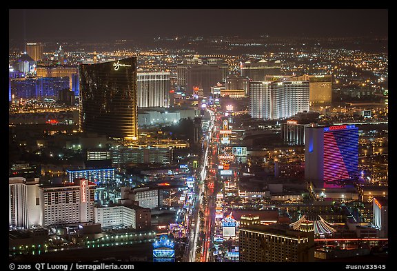 The Strip at night seen from above. Las Vegas, Nevada, USA