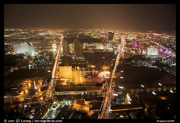 View from above at night. Las Vegas, Nevada, USA (color)