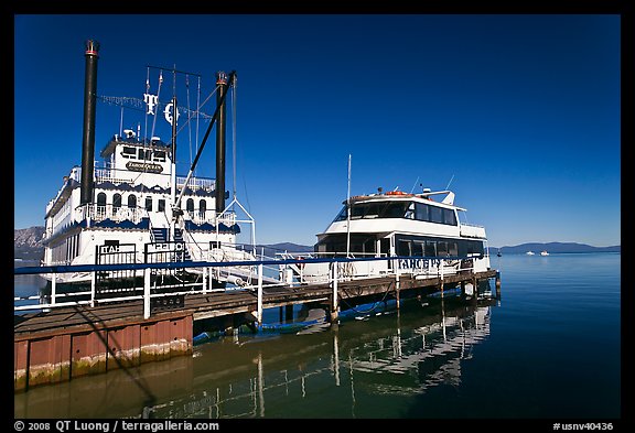 Tour boats, South Lake Tahoe, Nevada. USA (color)