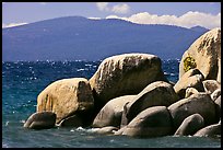 Boulders, lake, and mountains, Lake Tahoe-Nevada State Park, Nevada. USA