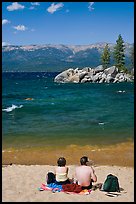 Couple on sandy beach, Lake Tahoe-Nevada State Park, Nevada. USA ( color)