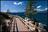 Boardwalk by lake, Sand Harbor, East Shore, Lake Tahoe, Nevada. USA