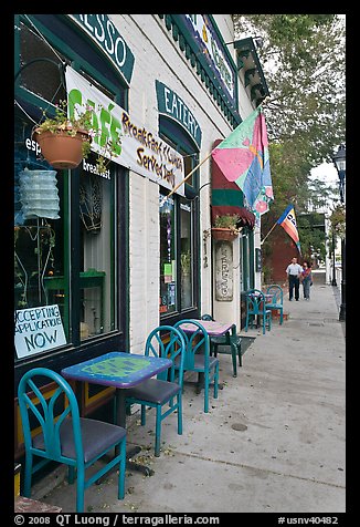 Cafe and sidewalk. Carson City, Nevada, USA