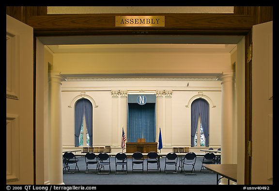 Assembly room inside Nevada State Capitol. Carson City, Nevada, USA (color)