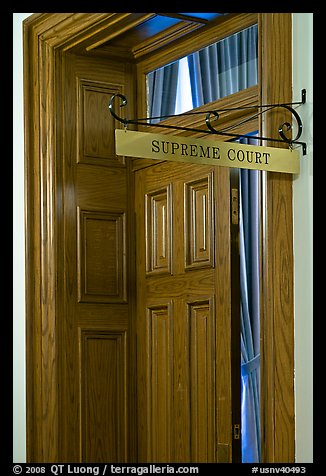 Door to Nevada Supreme court. Carson City, Nevada, USA (color)