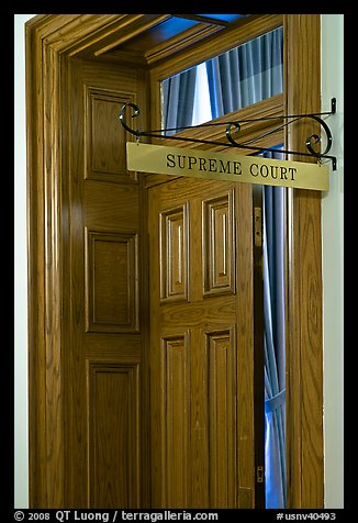 Door to Nevada Supreme court. Carson City, Nevada, USA