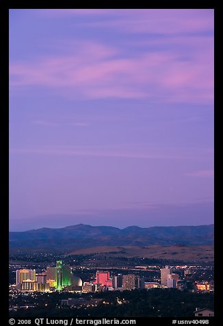 Skyline at sunset. Reno, Nevada, USA
