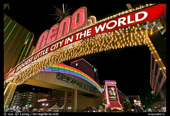 Biggest little city in the world neon sign. Reno, Nevada, USA (color)