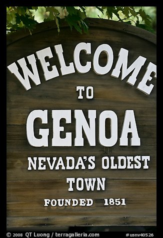 Nevada oldest town sign. Genoa, Nevada, USA