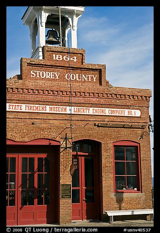 Historic firehouse. Virginia City, Nevada, USA (color)