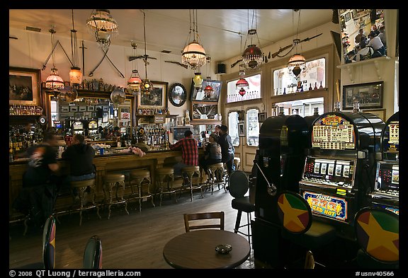 Slot machines in saloon. Virginia City, Nevada, USA