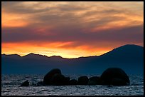 Rocks and mountains at sunset, Lake Tahoe-Nevada State Park, Nevada. USA ( color)