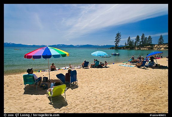 Sandy beach on East shore, Lake Tahoe-Nevada State Park, Nevada. USA (color)