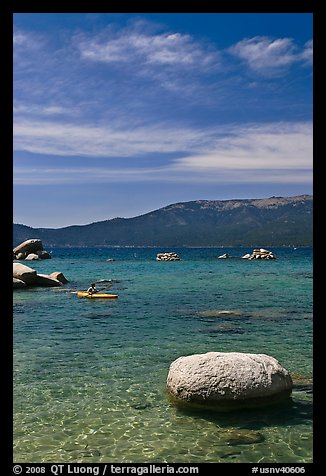 Boulders and kayak, Lake Tahoe-Nevada State Park, Nevada. USA