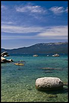 Boulders and kayak, Lake Tahoe-Nevada State Park, Nevada. USA (color)