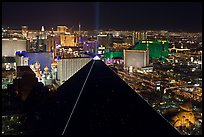 Luxor pyramid and Las Vegas skyline at night. Las Vegas, Nevada, USA