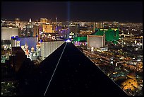 Luxor pyramid and Las Vegas skyline at night. Las Vegas, Nevada, USA (color)