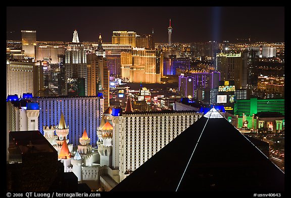 Las Vegas strip and Casinos at night. Las Vegas, Nevada, USA