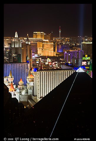 Hotel-casinos at night. Las Vegas, Nevada, USA (color)