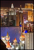 Las Vegas hotels seen from above at night. Las Vegas, Nevada, USA